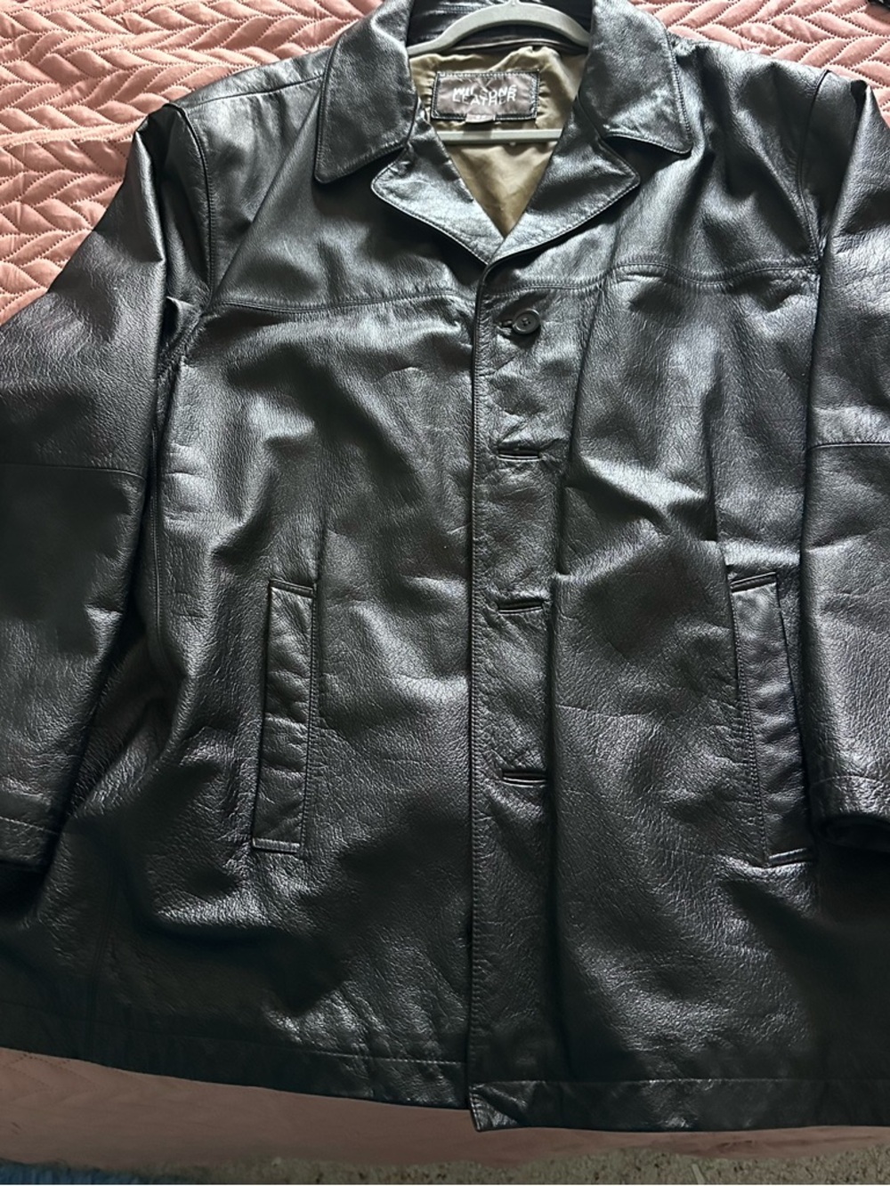 Wilsons Leather Black Men's Leather Pea Coat